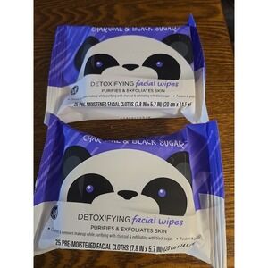 CVS Charcoal & Black Sugar Detoxifying Facial Wipes 25 Pre-Moistened Cloths 2 pk